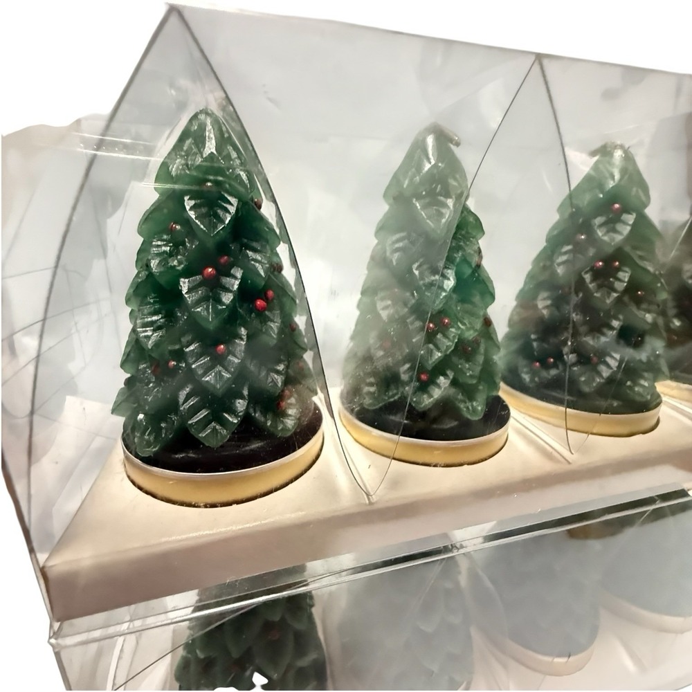 Vintage Christmas Set of 4 scented pine tree‎ warming candles Tag 1997 Lot Of 2